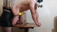 Chastity release - cow spouse milked for a dissapointing amount of cock juice
