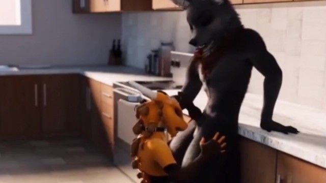 Yiff kitchen wolf oral-service animation